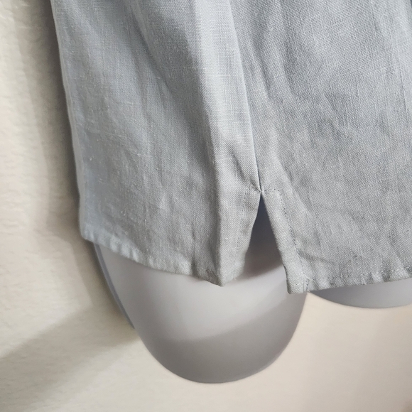 Corey B 100% linen sleeveless blouse women's size large light blue - Picture 4 of 8